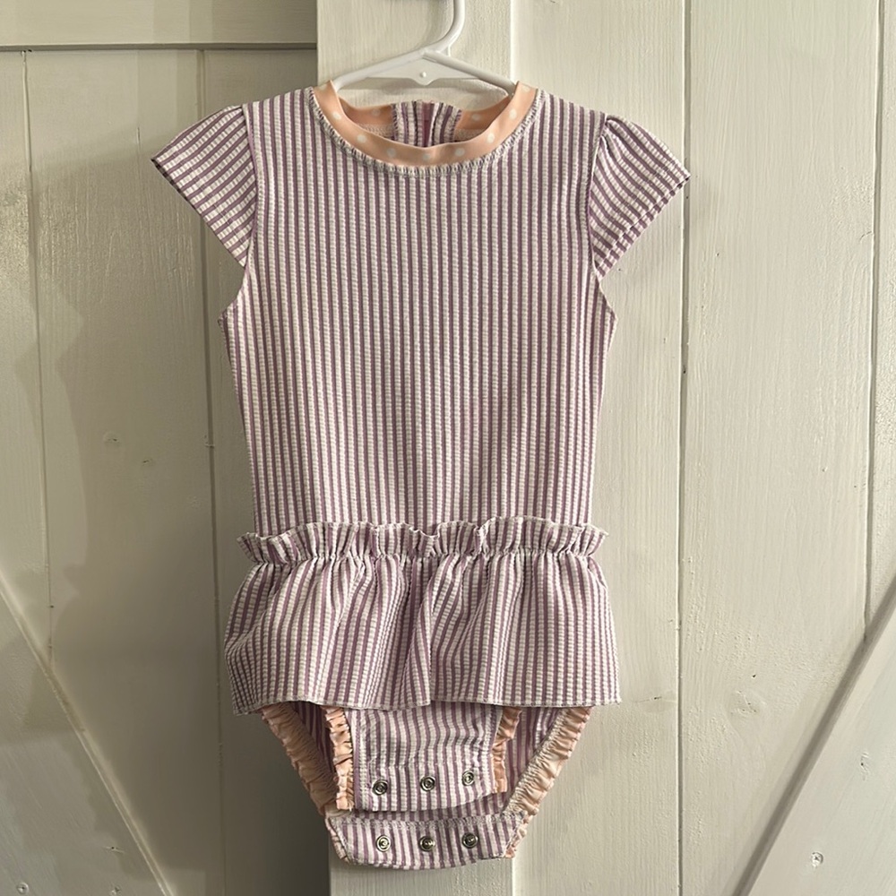 Striped ruffle butts swimsuit